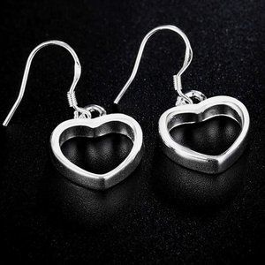 Beautiful Heart Drop Earrings 925 Sterling Silver " Hypoallergenic "